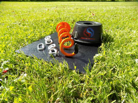 Trail Paws Double Dog Tie-Out Stake System – Tangle-Free Outdoor Dog Run for Camping, Travel & Backyard Use
