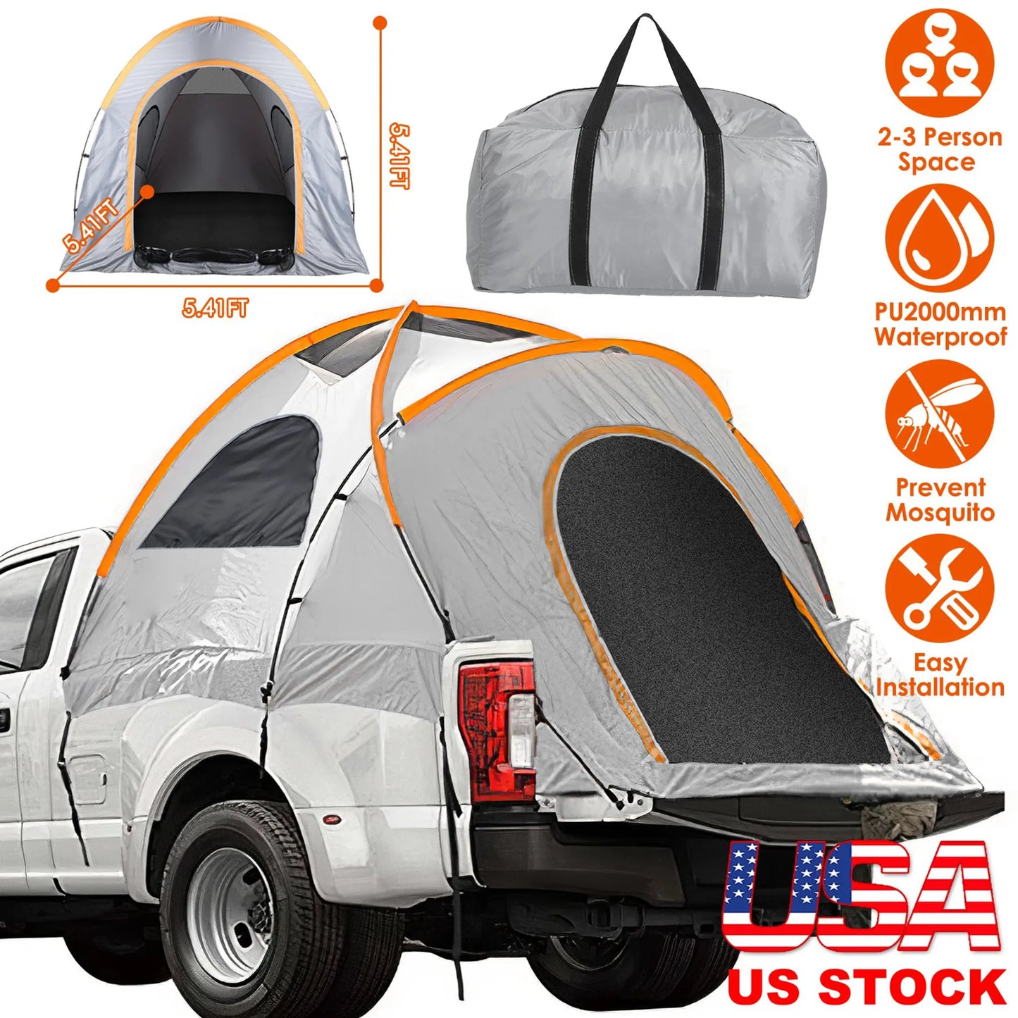 Trail Paws Waterproof Truck Bed Tent – Windproof Pickup Camping Tent for Outdoor Travel & Adventure Camping