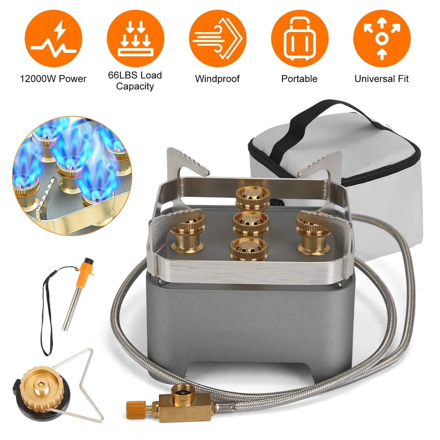 Trail Paws Portable Camping Stove – 12000W High-Power Outdoor Cooking Stove for Camping, Hiking, RV & Adventure Travel