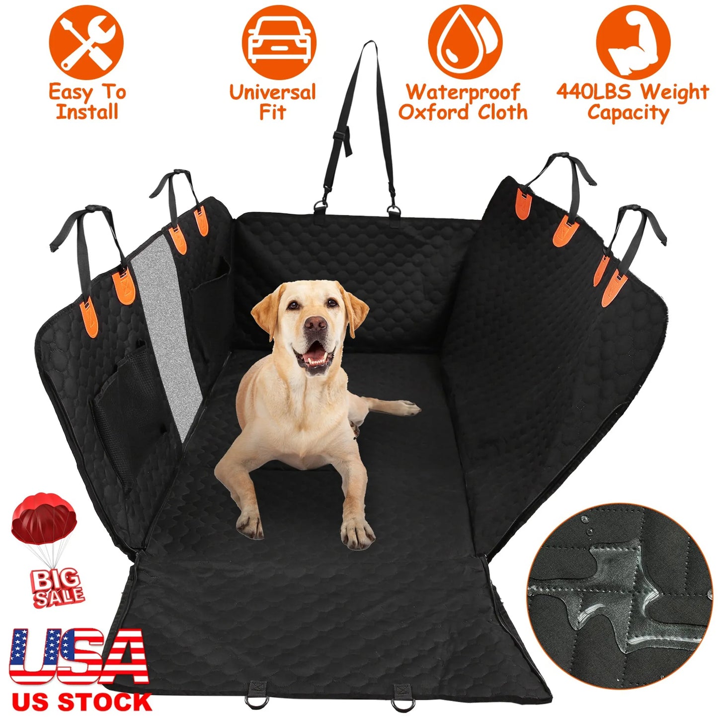 Trail Paws Waterproof Dog Car Seat Cover – Heavy-Duty Back Seat Protector for SUVs, Trucks, Jeeps & Pet Travel