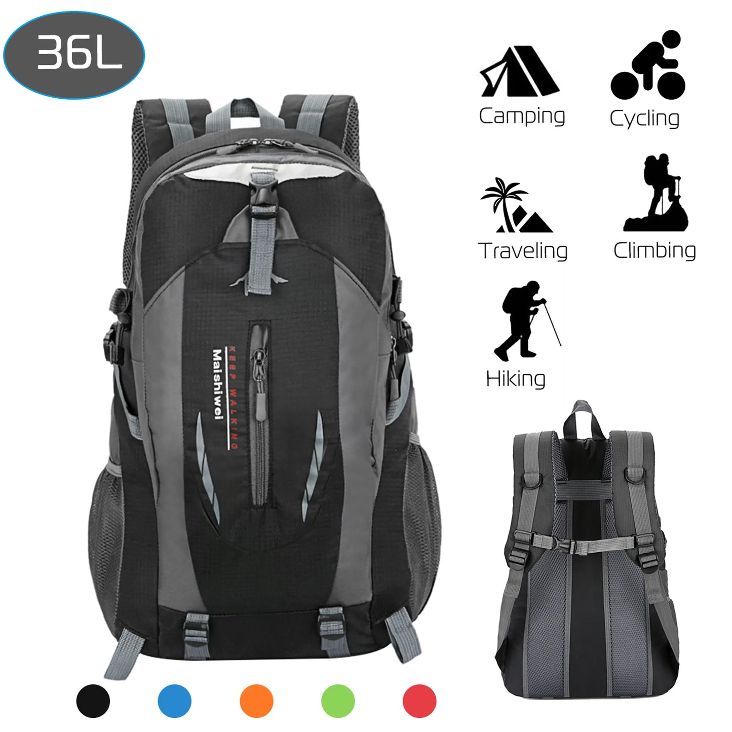 Trail Paws 36L Waterproof Outdoor Backpack – Lightweight Hiking Daypack for Camping, Travel, Cycling & Adventure Gear