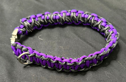 Trail Paws Adventure Paracord Dog Collar β Reflective Purple & Black