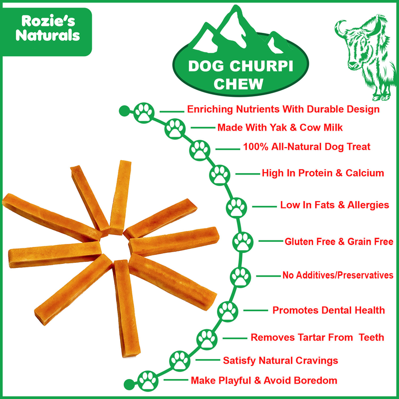 Dog Churpi Chew-100% Natural; Himalayan Yak Hard Cheese Churpi Dog Treat & Chews; Grain-Free; Gluten-Free; Dental Chews; 15 Count-2.5 LBS
