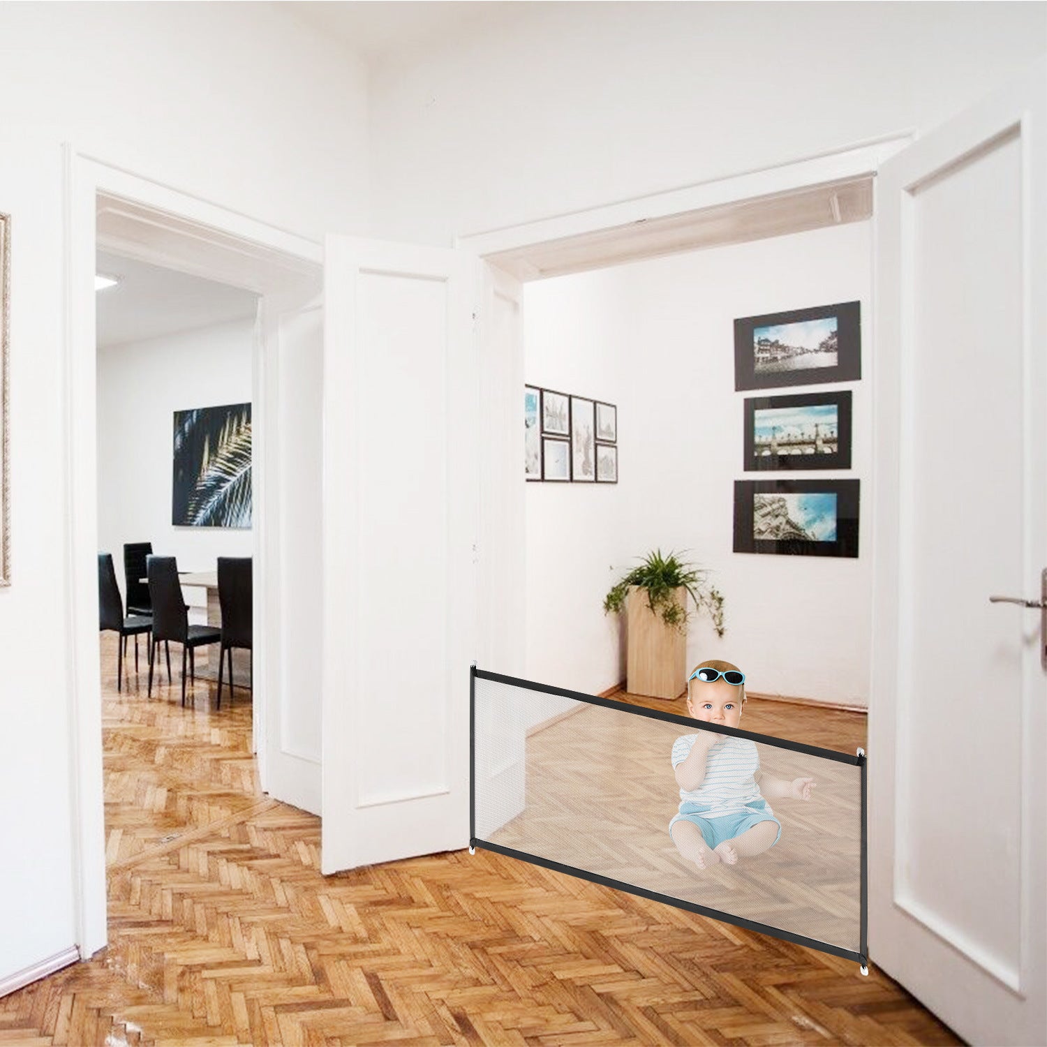 Dog Gate Dog Pet Baby Safety Guard Gate Folding Safety Mesh Fence Guard For Hall Doorway Stairwells