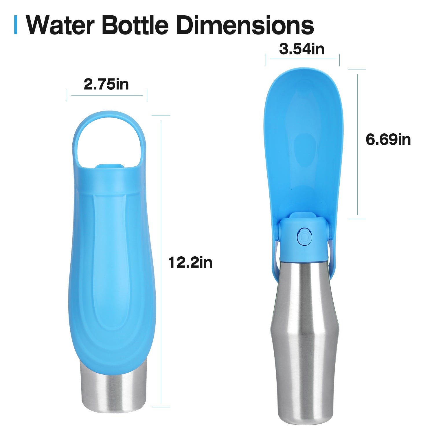 25OZ Portable Dog Water Bottle Foldable Stainless Steel Water Dispenser Leak-Proof Design for Dog Walking Traveling Hiking Outdoor Activities
