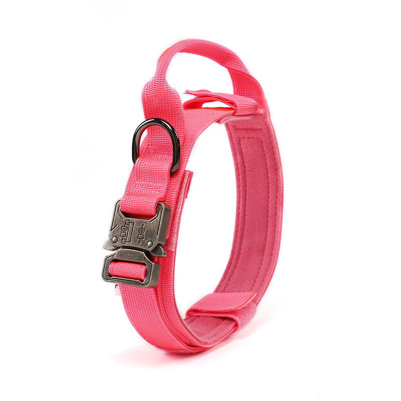 Tactical Dog Collar Military Dog Collar Adjustable Nylon Dog Collar Heavy Duty Metal Buckle with Handle for Dog Training