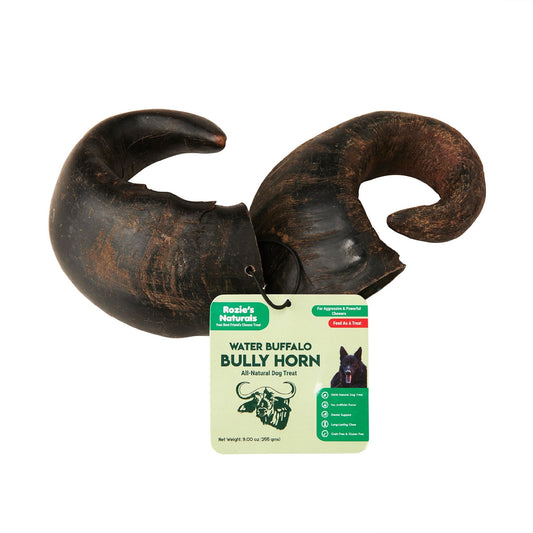 Water Buffalo Horn-100% Natural; Long-Lasting; Grain-Free; Gluten-Free; Dog Dental Treats & Chews-2 COUNT-15 oz