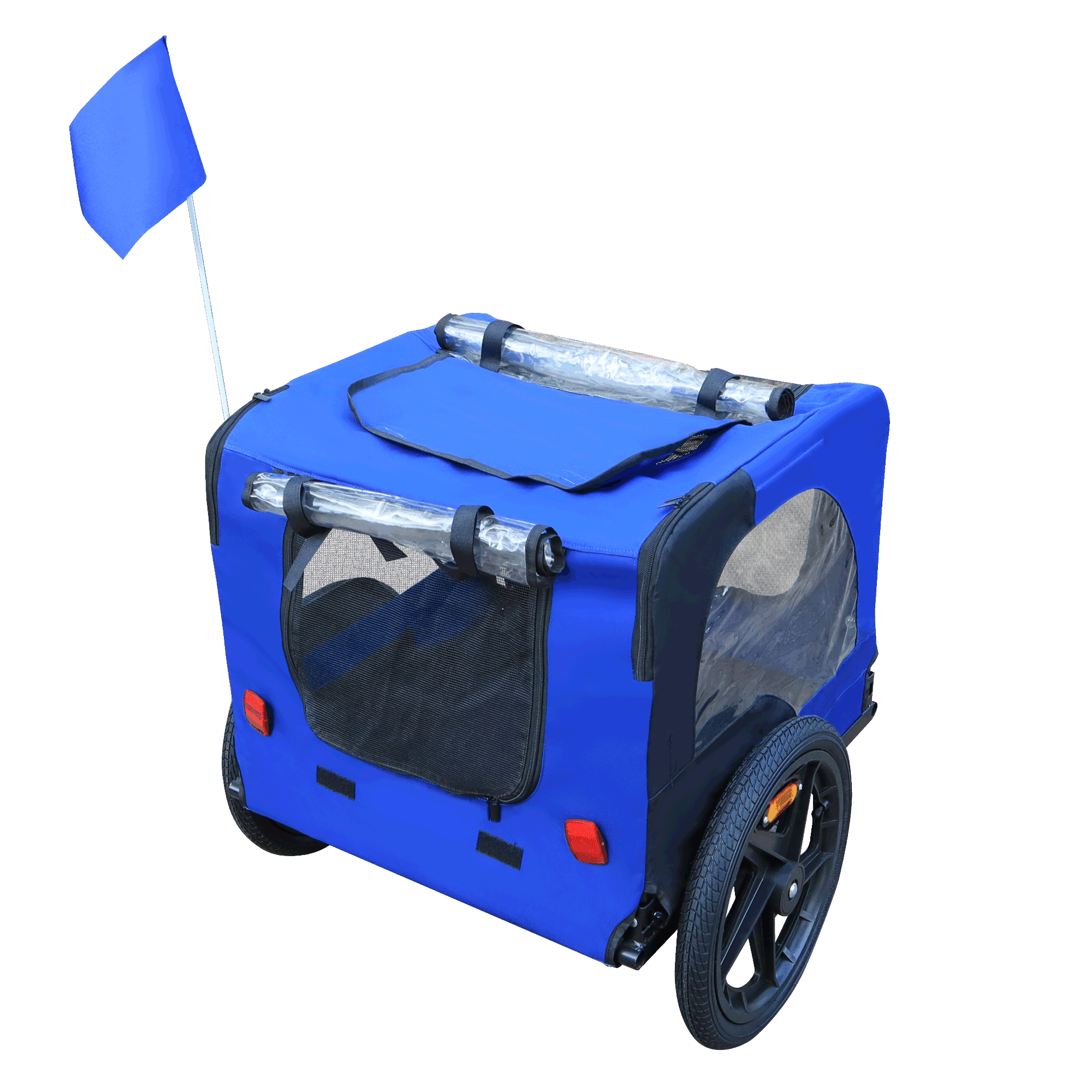 Blue High Quality 16 inch air wheel Pet Bike Trailer for Dogs Foldable Bicycle Pet Trailer