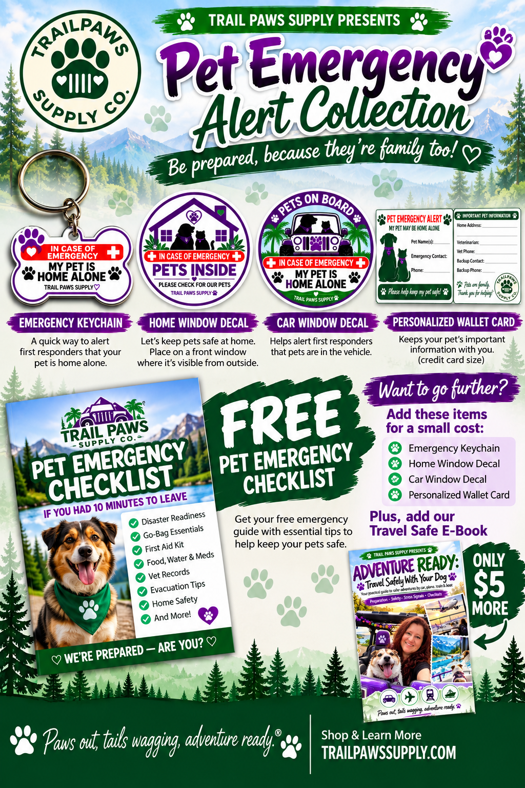 Official Trail Paws Pet Emergency Alert Collection poster, approved final design