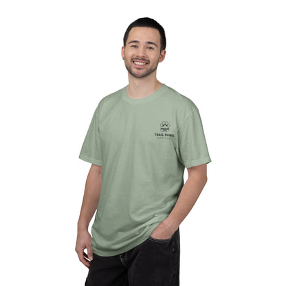 T-Shirt — "Never Ride Alone" Trail Paws Bike & Dog Graphic