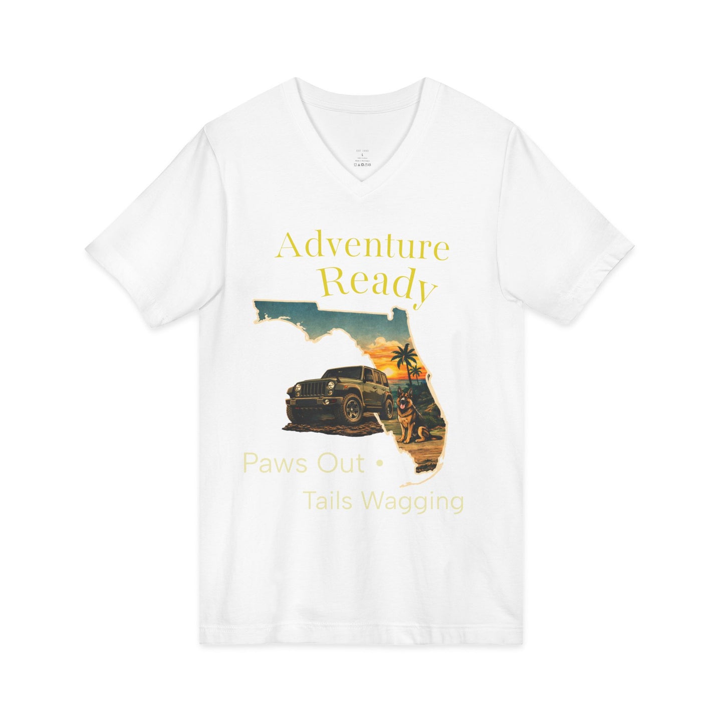 Florida Sunset Jeep Dog Shirt – Adventure Ready V-Neck | Trail Paws Supply Co
