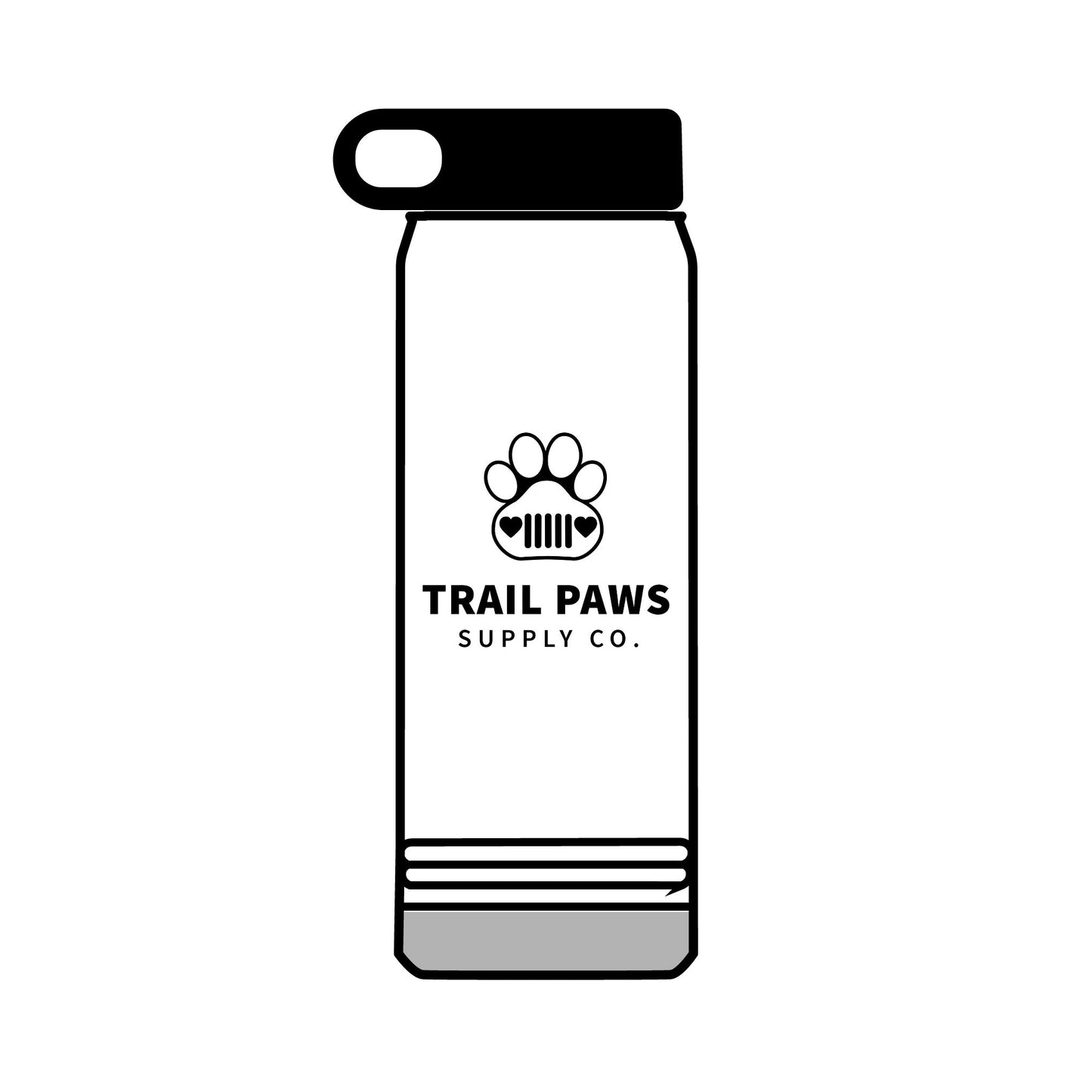 Trail Paws 32oz Water Bottle — Adventure-Ready Paw Print Design