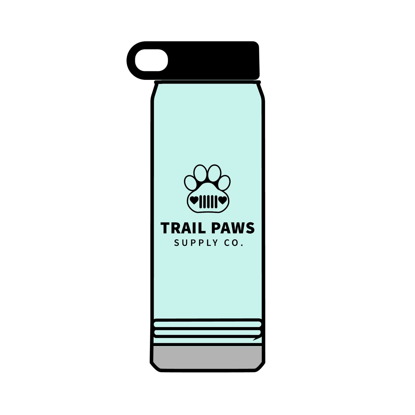 Trail Paws 32oz Water Bottle — Adventure-Ready Paw Print Design