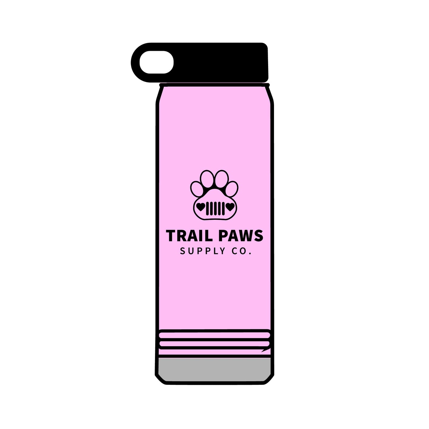 Trail Paws 32oz Water Bottle — Adventure-Ready Paw Print Design