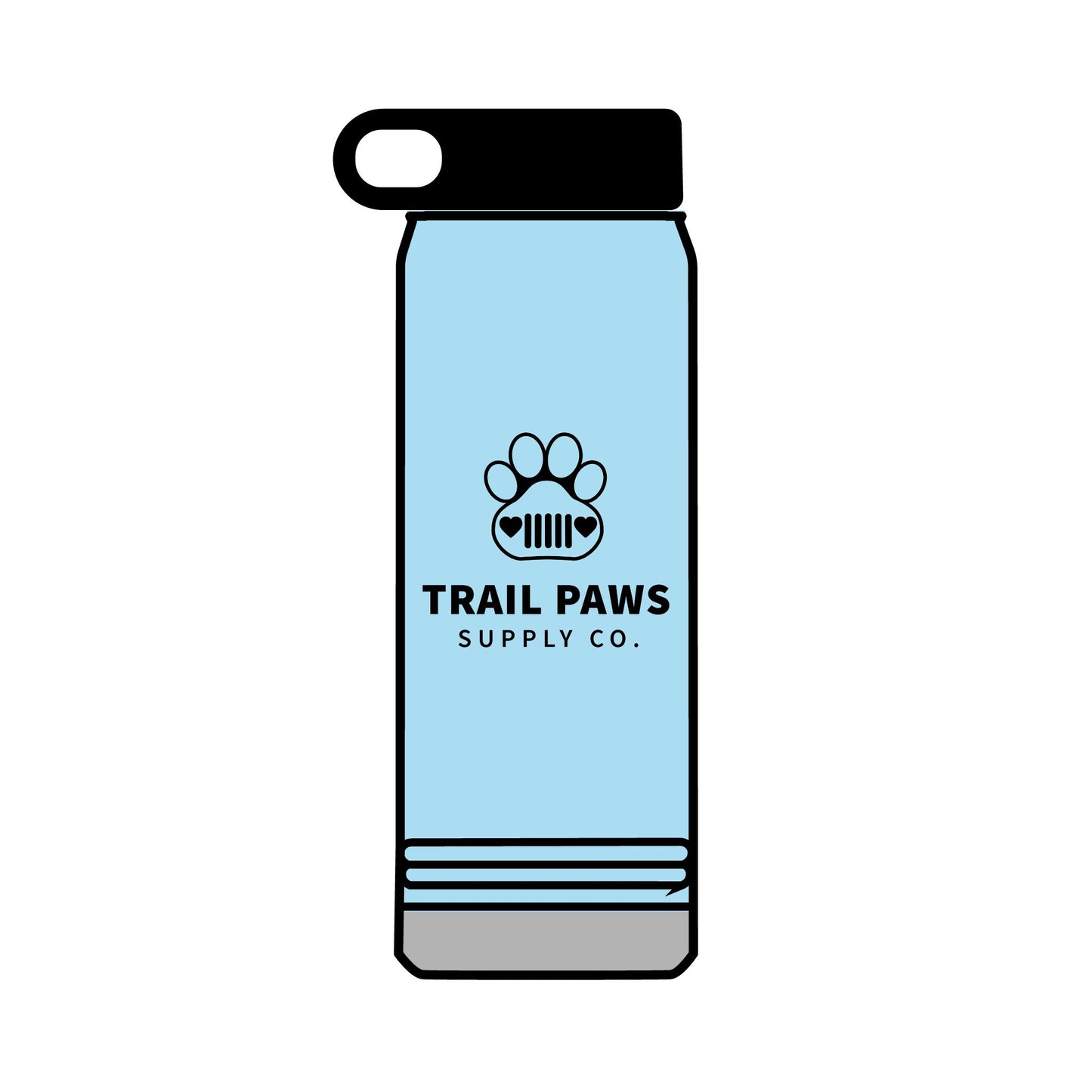 Trail Paws 32oz Water Bottle — Adventure-Ready Paw Print Design