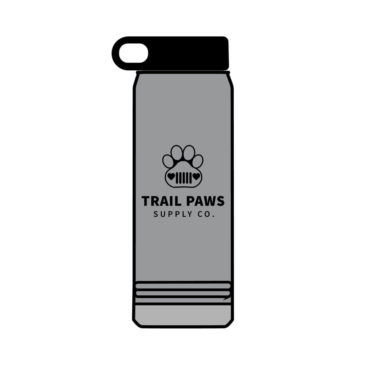 Trail Paws 32oz Water Bottle — Adventure-Ready Paw Print Design