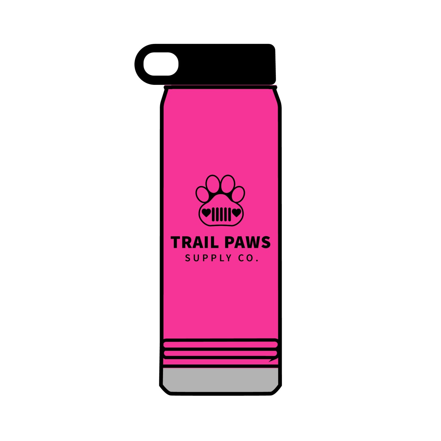 Trail Paws 32oz Water Bottle — Adventure-Ready Paw Print Design