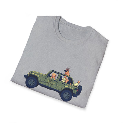 T‑Shirt — "Sorry I'm Late, My Dogs Needed Me" Jeep Dog Graphic