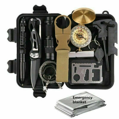 Trail Paws 14-in-1 Emergency Survival Kit – Waterproof Outdoor Safety & Camping Gear Set for Hiking, Travel & Adventure Preparedness