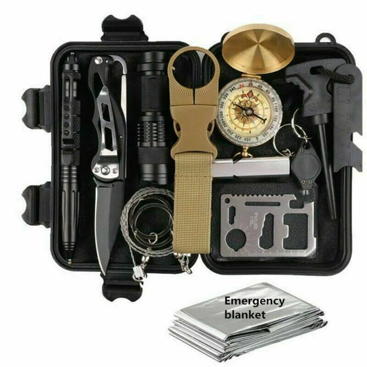 Trail Paws 14-in-1 Emergency Survival Kit – Waterproof Outdoor Safety & Camping Gear Set for Hiking, Travel & Adventure Preparedness