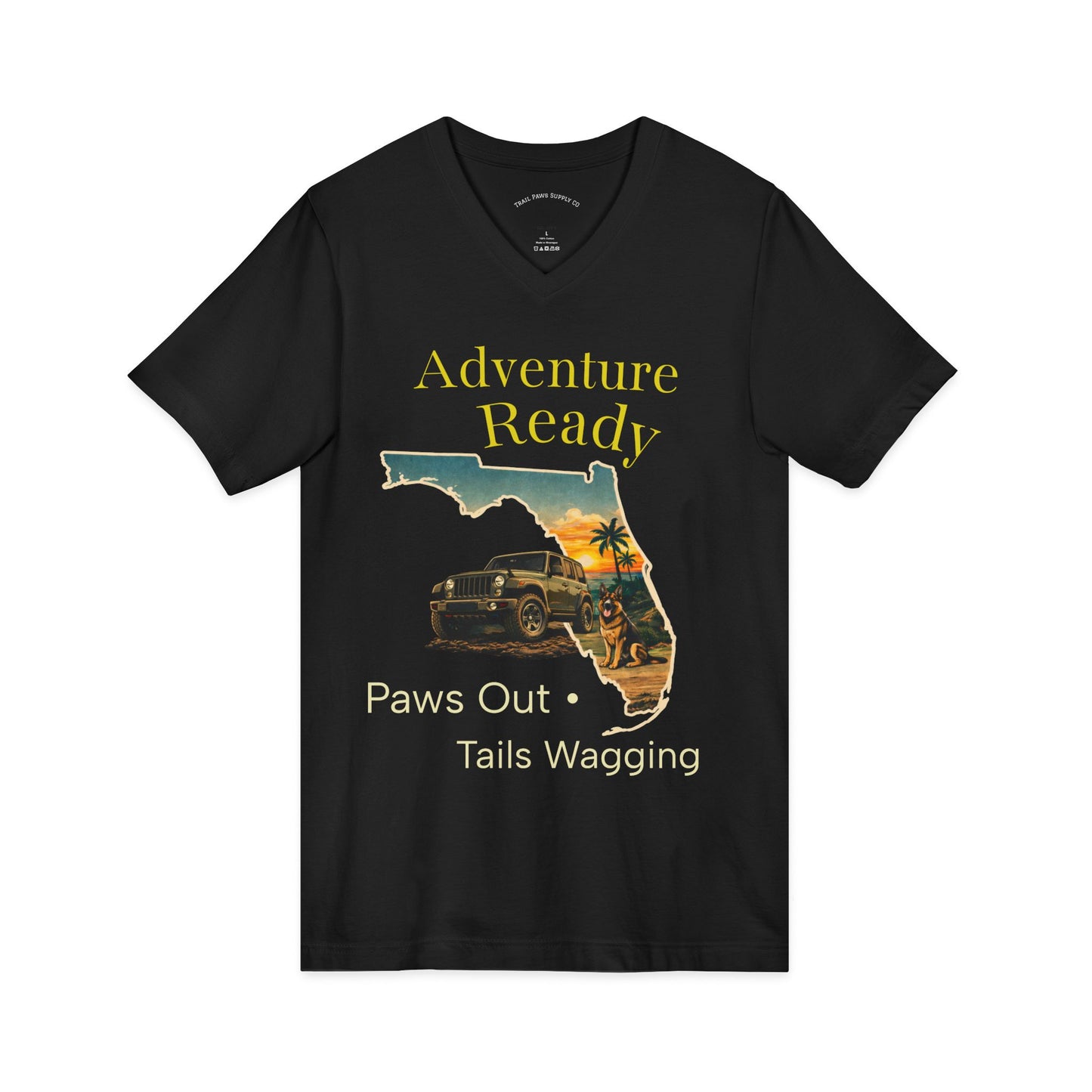 Florida Sunset Jeep Dog Shirt – Adventure Ready V-Neck | Trail Paws Supply Co