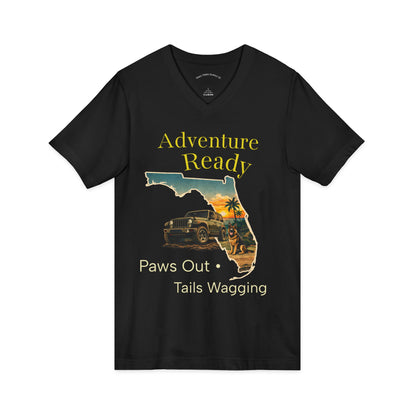 Florida Sunset Jeep Dog Shirt – Adventure Ready V-Neck | Trail Paws Supply Co