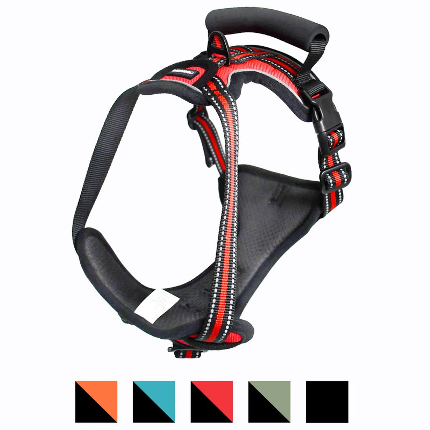 Trail Paws Reflective Padded Dog Harness – Adjustable No-Pull Outdoor Harness with Handle for Walking, Hiking & Night Safety