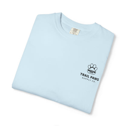 T-Shirt — "Never Ride Alone" Trail Paws Bike & Dog Graphic