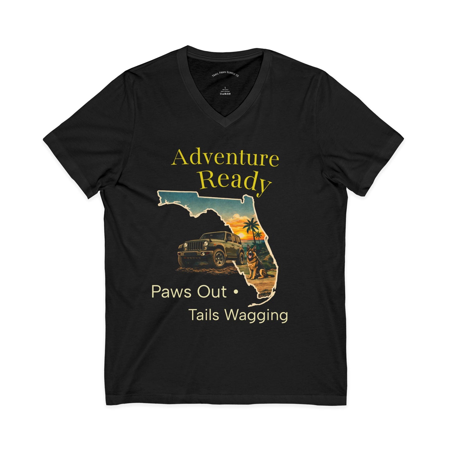 Florida Sunset Jeep Dog Shirt – Adventure Ready V-Neck | Trail Paws Supply Co