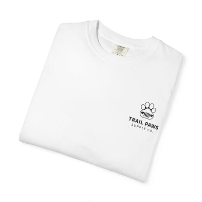 T-Shirt — "Never Ride Alone" Trail Paws Bike & Dog Graphic