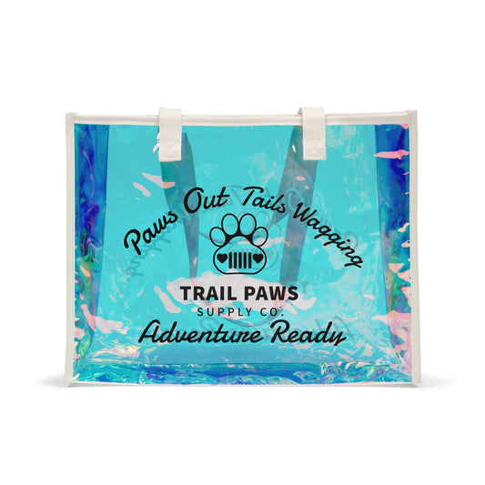 Holographic Beach Tote Bag – "Paws Out Tails Wagging" Adventure Ready