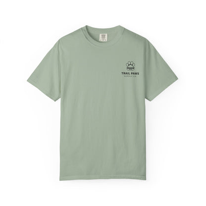 T-Shirt — "Never Ride Alone" Trail Paws Bike & Dog Graphic
