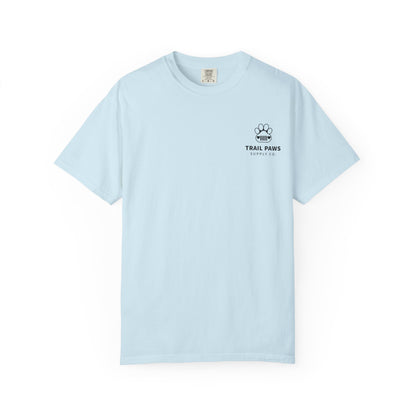T-Shirt — "Never Ride Alone" Trail Paws Bike & Dog Graphic