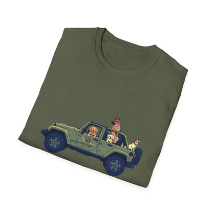 T‑Shirt — "Sorry I'm Late, My Dogs Needed Me" Jeep Dog Graphic
