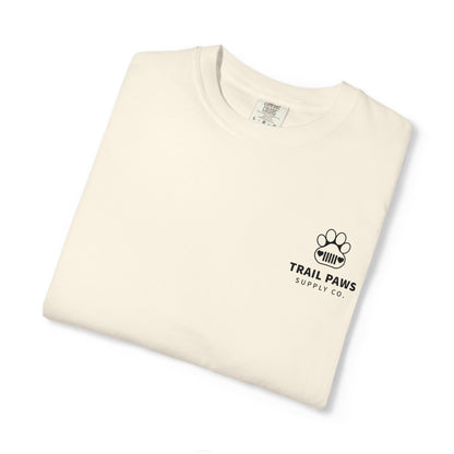 T-Shirt — "Never Ride Alone" Trail Paws Bike & Dog Graphic