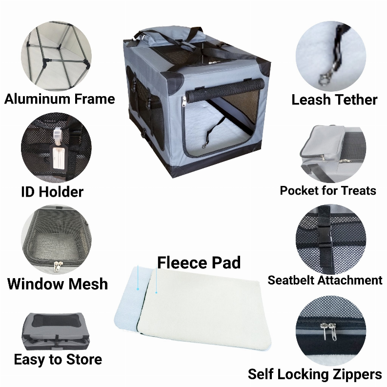 Mr. Peanut's Soft Sided Portable Pet Crate with Lightweight Aluminum Frame