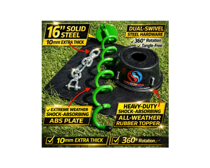Trail Paws Heavy-Duty Double Dog Tie-Out Stake System – Shock-Absorbing Tangle-Free Outdoor Dog Run for Large Dogs & Camping