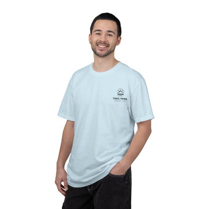 T-Shirt — "Never Ride Alone" Trail Paws Bike & Dog Graphic