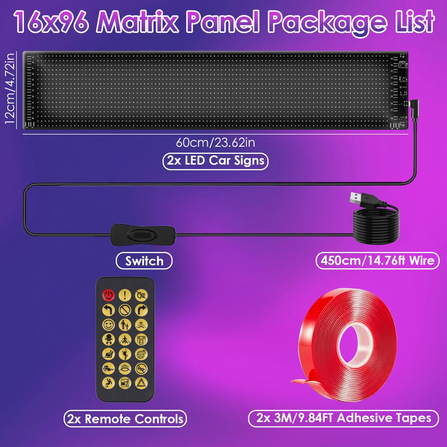 Trail Paws Programmable RGB LED Car Sign – Flexible Matrix Window Display Lights for Jeeps, SUVs & Camping Setups (2-Pack)