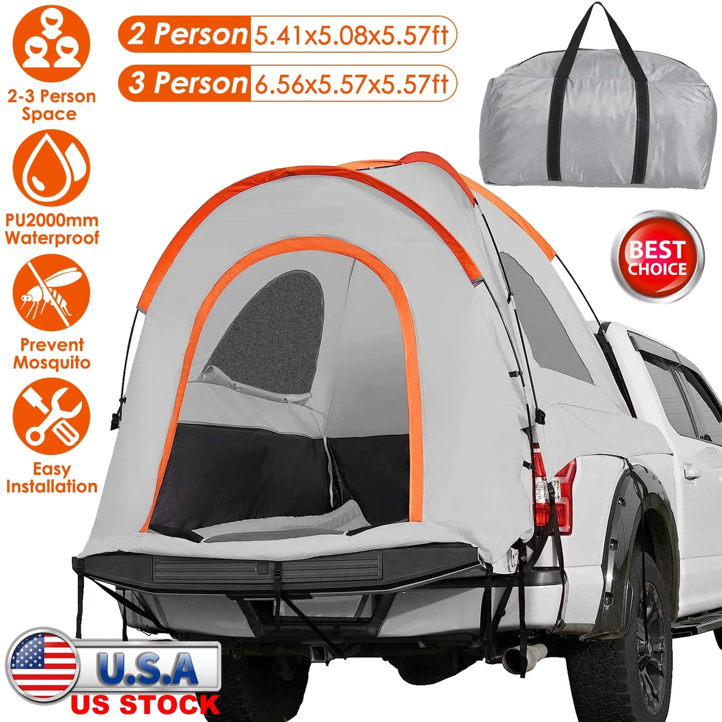 Trail Paws Waterproof Truck Bed Tent – Windproof Pickup Camping Tent for Outdoor Travel & Adventure Camping