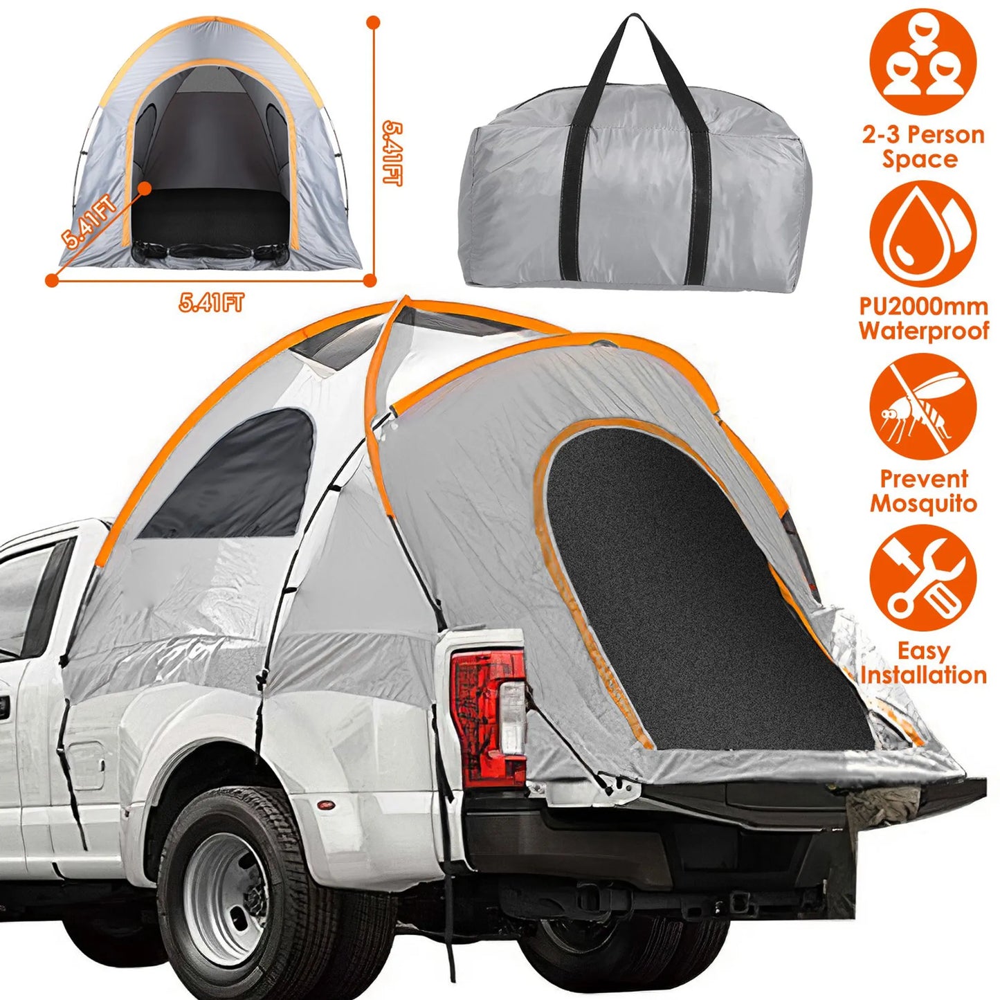 Trail Paws Waterproof Truck Bed Tent – Windproof Pickup Camping Tent for Outdoor Travel & Adventure Camping