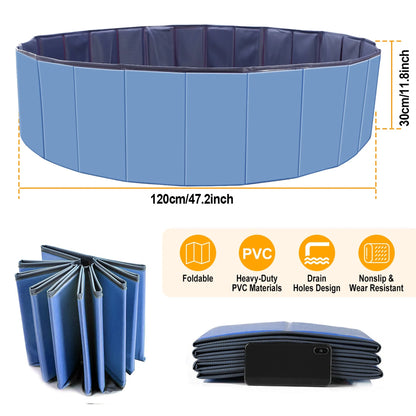 Trail Paws Foldable Dog Swimming Pool – Portable PVC Pet Splash Pool for Dogs, Kids, (Med)