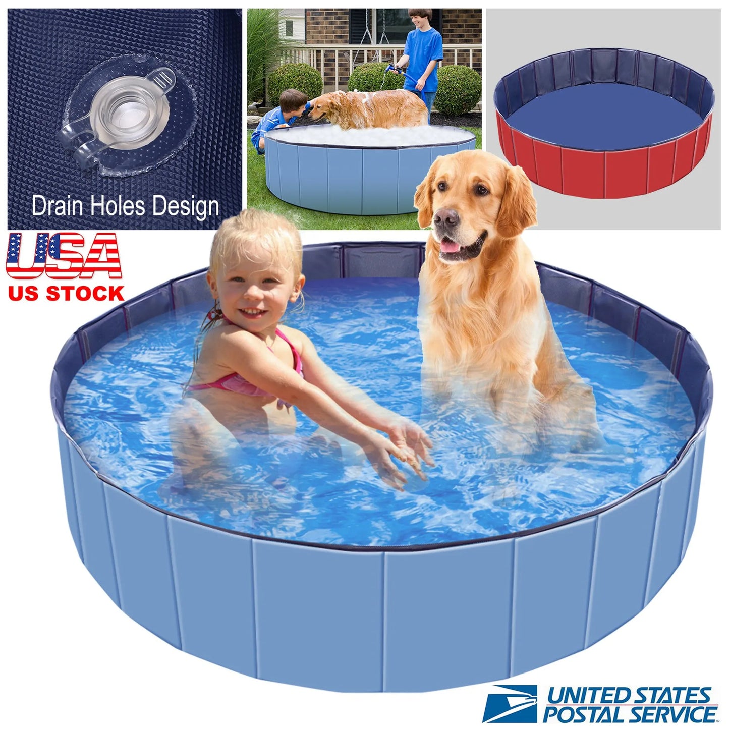 Trail Paws Foldable Dog Swimming Pool – Portable PVC Pet Splash Pool for Dogs, Kids, Backyard & Summer Outdoor Fun