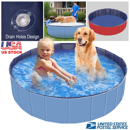 Trail Paws Foldable Dog Swimming Pool – Portable PVC Pet Splash Pool for Dogs, Kids, Backyard & Summer Outdoor Fun
