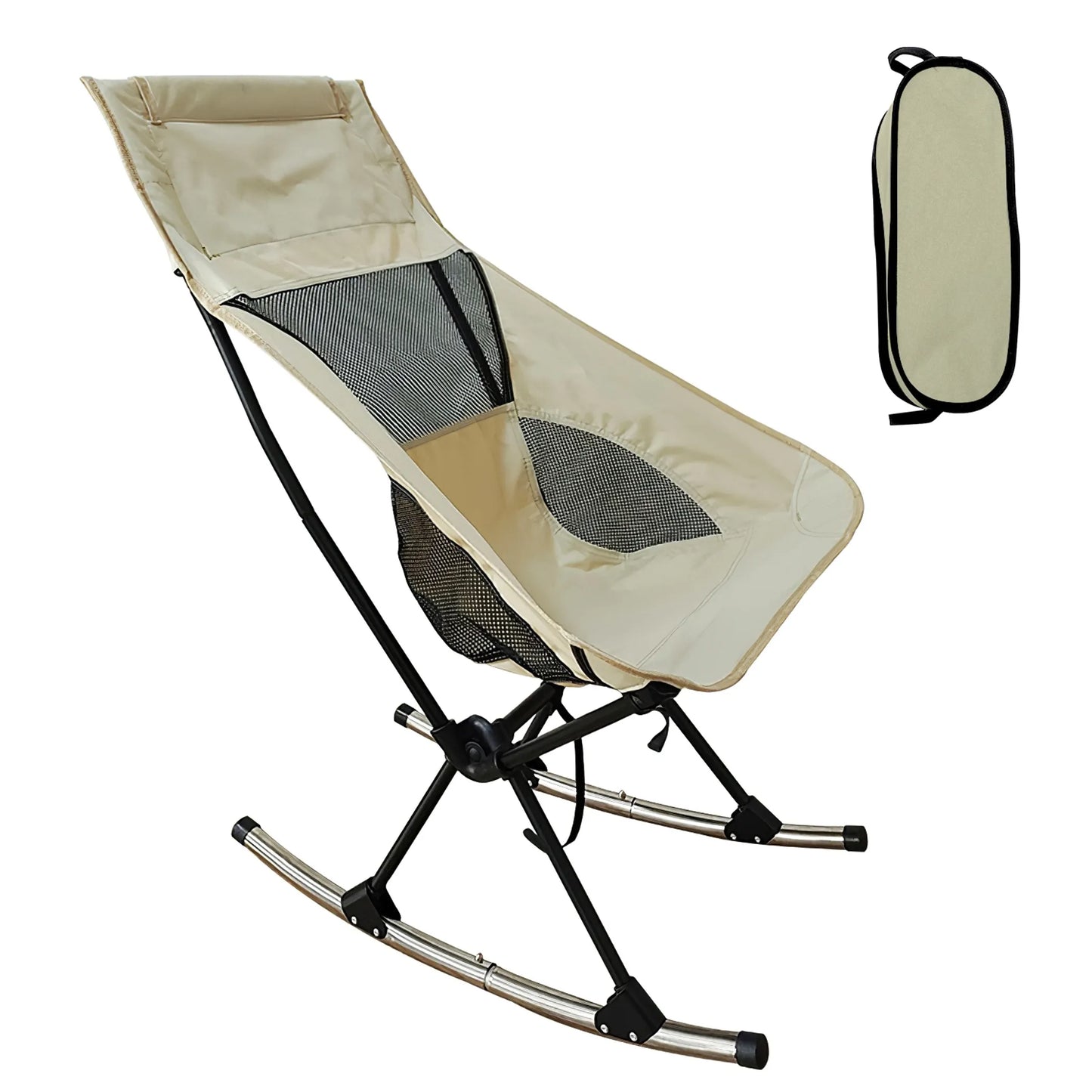 Trail Paws Portable Camping Rocking Chair – Foldable Outdoor Rocking Chair with Storage Bag for Camping, Fishing & Travel