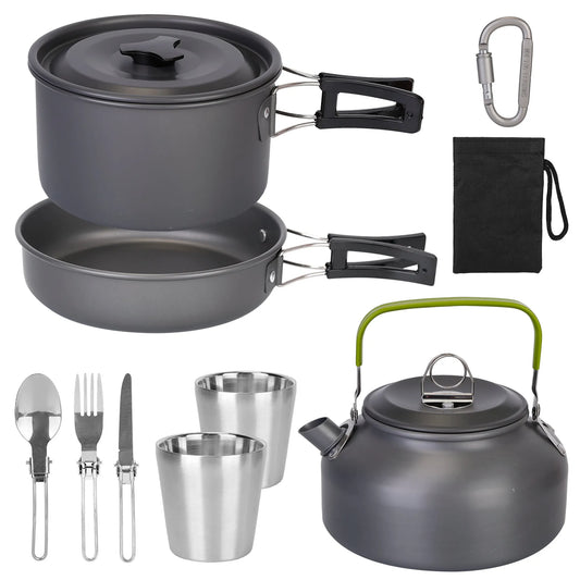 Trail Paws 12-Piece Camping Cookware Set – Lightweight Outdoor Cooking Kit for Camping, Hiking, Backpacking & Travel