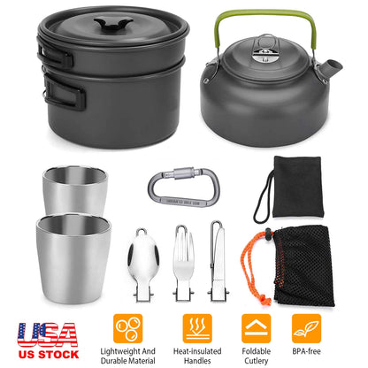 Trail Paws 12-Piece Camping Cookware Set – Lightweight Outdoor Cooking Kit for Camping, Hiking, Backpacking & Travel