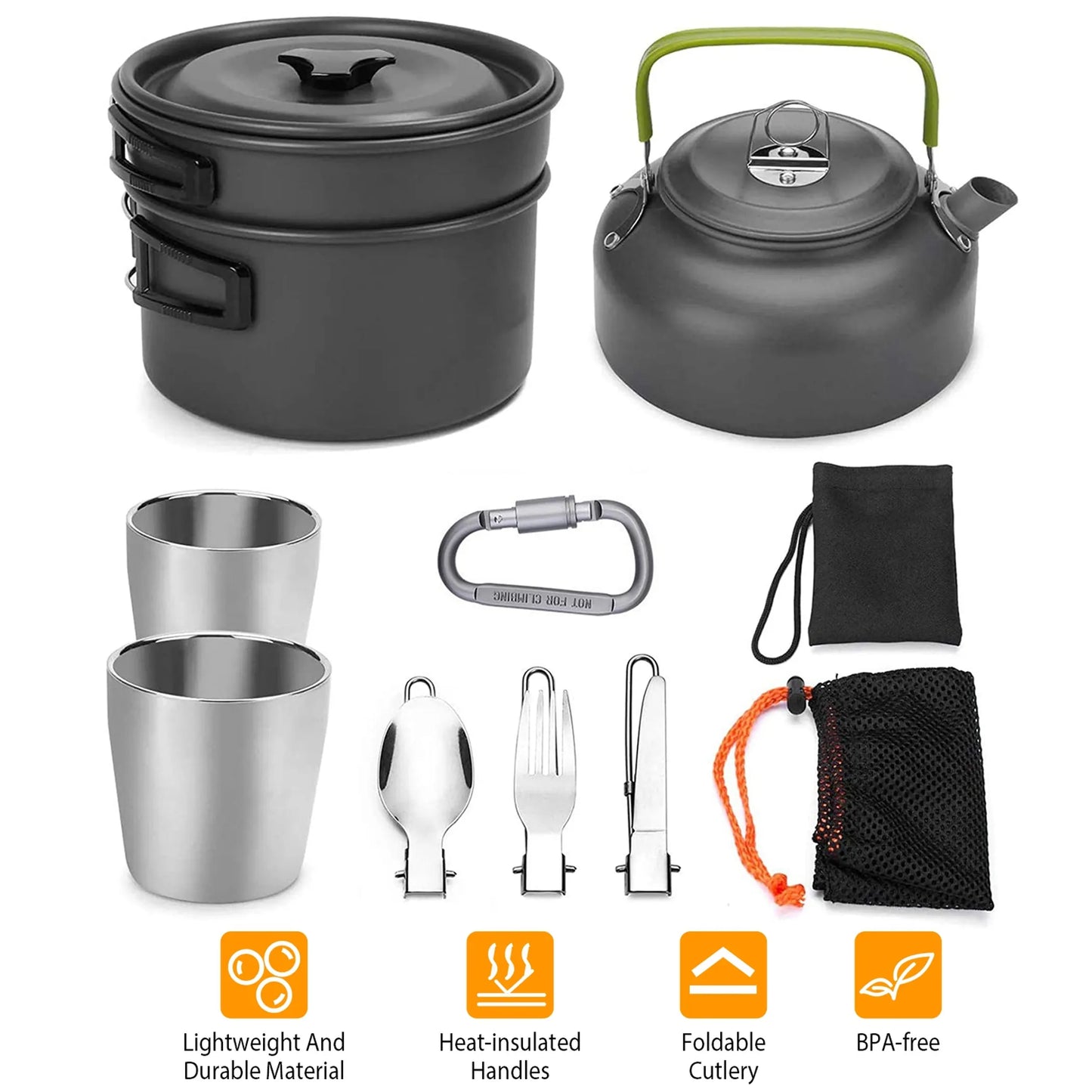 Trail Paws 12-Piece Camping Cookware Set – Lightweight Outdoor Cooking Kit for Camping, Hiking, Backpacking & Travel