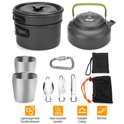 Trail Paws 12-Piece Camping Cookware Set – Lightweight Outdoor Cooking Kit for Camping, Hiking, Backpacking & Travel
