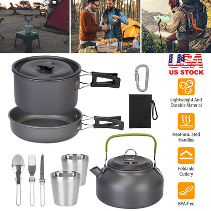 Trail Paws 12-Piece Camping Cookware Set – Lightweight Outdoor Cooking Kit for Camping, Hiking, Backpacking & Travel